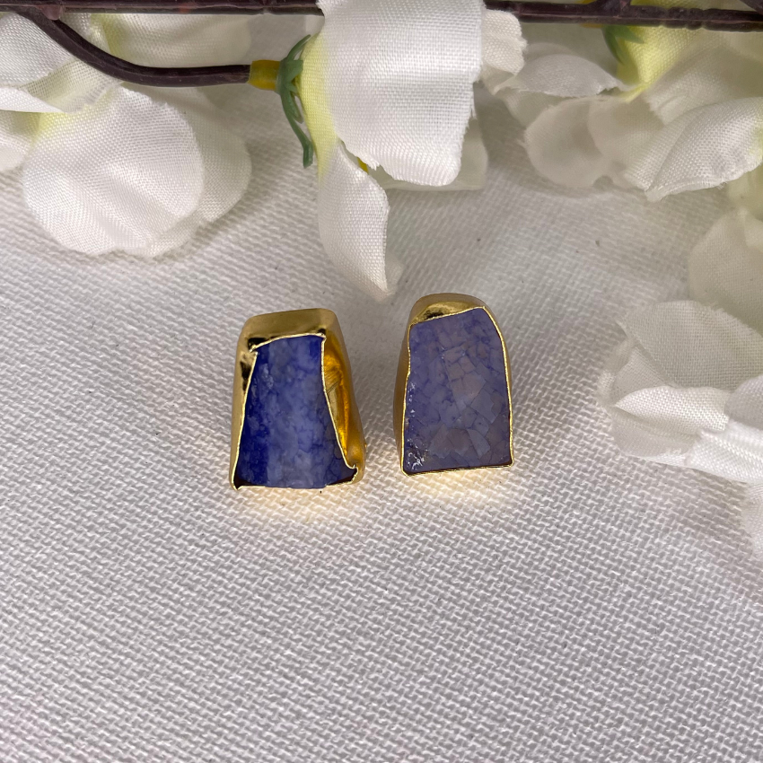 Uneven Shape Gemstone |Blue Druzy Stone Stud Earrings Women Irregular Faux Quartz Geode Crystal Jewelry (Copy)