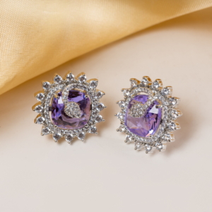 Purple Crystal American Diamond Stud Earring