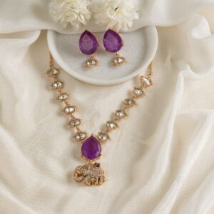 Ridha Purple Elephant Necklace