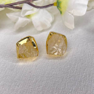 Uneven Shape Gemstone | Off White Druzy Stone Stud Earrings Women Irregular Faux Quartz Geode Crystal Jewelry