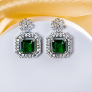 Eternal Emerald Drop CZ American Diamond Earrings