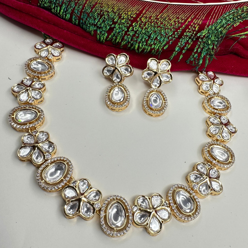 Gold Plated Moissanite Necklace Set