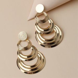 Gold Geometric Circle Drop Earrings