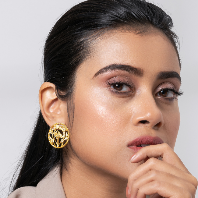 Ginkgo Charm Stud Earring