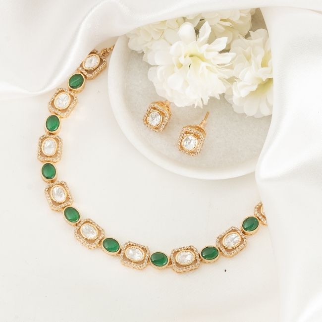 Glint Green Polki Necklace