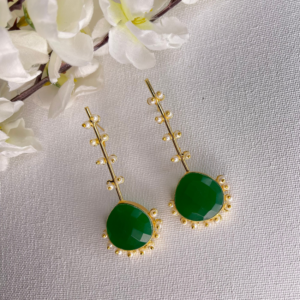 Handmade Golden Designer Green Colour Plug Earring