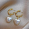 Heart Shape Pearl Hoop Earring