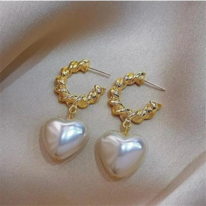 Heart Shape Pearl Hoop Earring