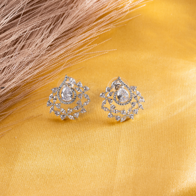 Flower Loop American Diamond Earrings