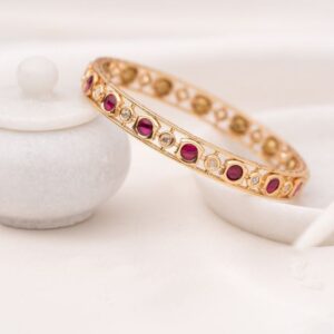 Adab Ruby Mossainite Bangle- Pair of 2