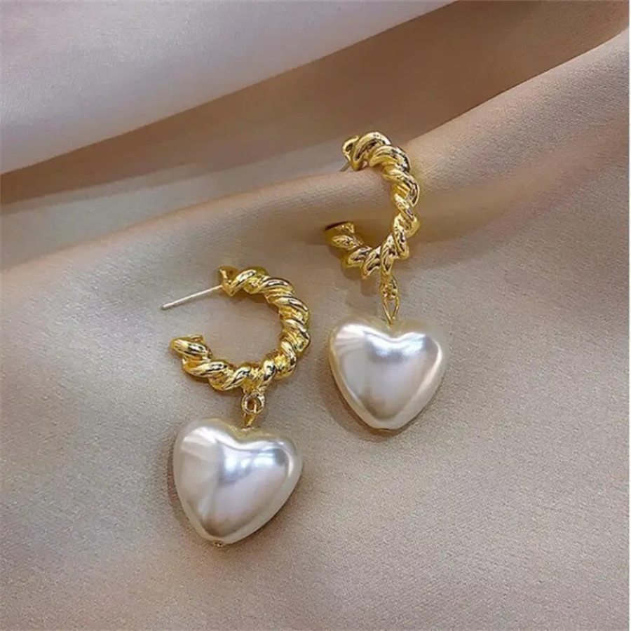 Heart Shape Pearl Hoop Earring