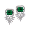 Square Marquis American Diamond Earring- Green