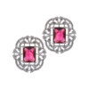 Trendy Vintage Square American Diamond Earring- Red