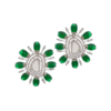 Silver Plated Green Color Stone Kundan Floral Earring