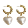 Heart Shape Pearl Hoop Earring