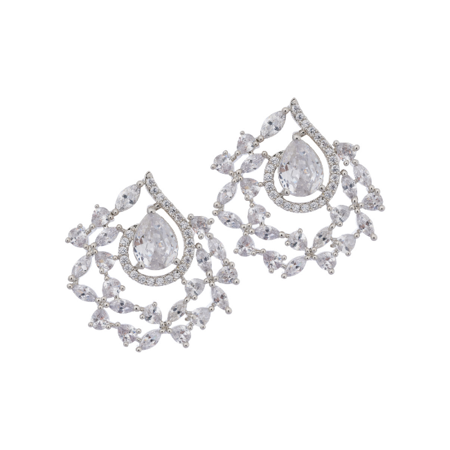 Flower Loop American Diamond Earrings