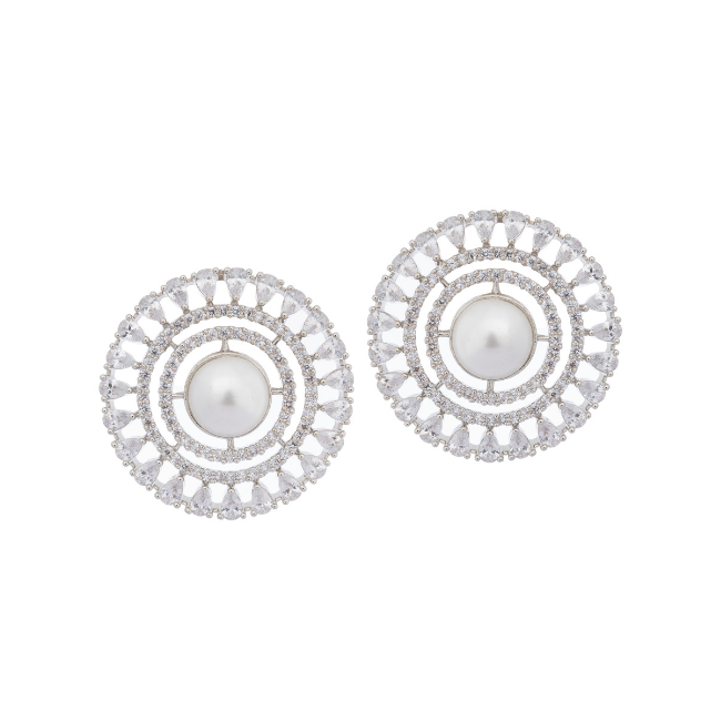 Pearl Circle American Diamond Earring