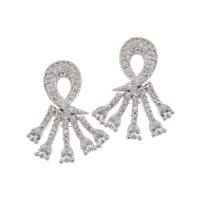 Luscious White Gold Plated American Diamond Stud Earrings