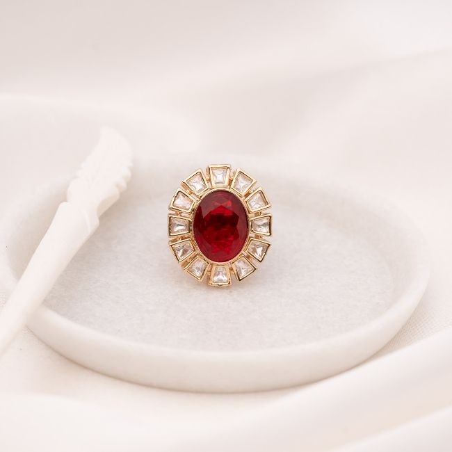 Azma Red Polki Ring