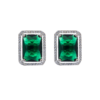 Green Rectangle American Diamond Stud Earring