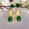 handcrafted Green Raw Stone Gold Plated Dangle Earring