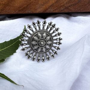 Oxidised Flower Spiked Banjara Ring