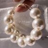 Statement Big Faux Pearl Hoop Earrings