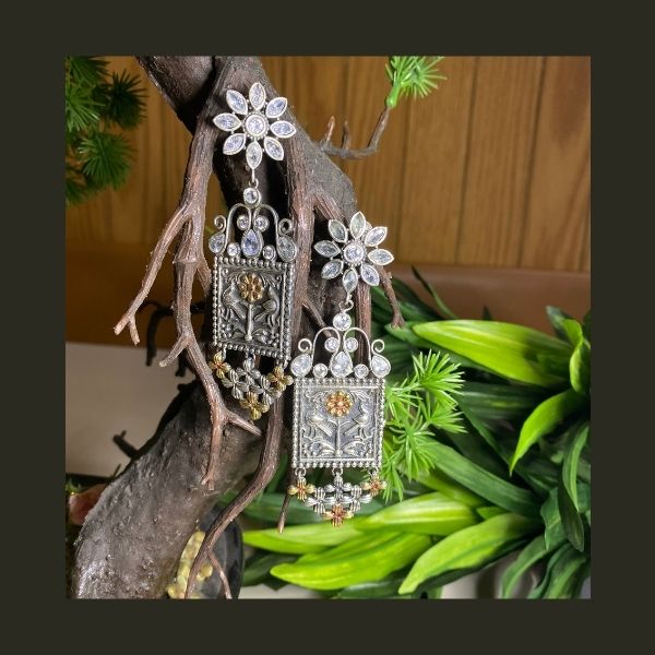 Silver Look Alike Jhumka Earrings