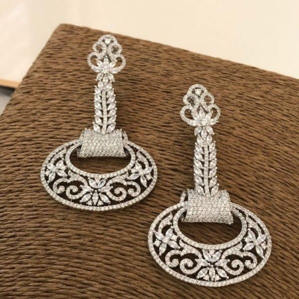 Long Earrings with American Diamond
