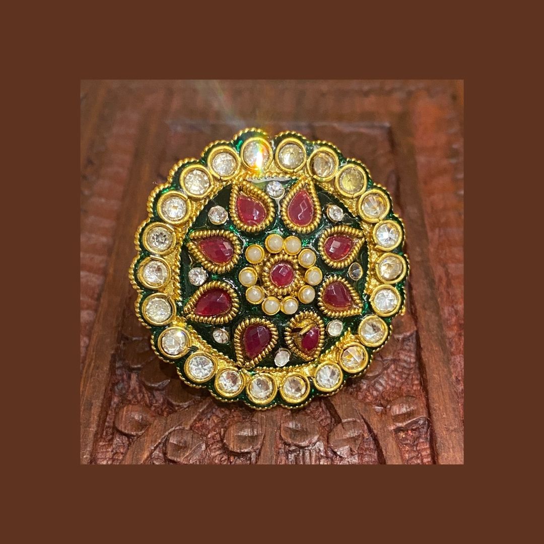 Antique Floral Colourful Ring