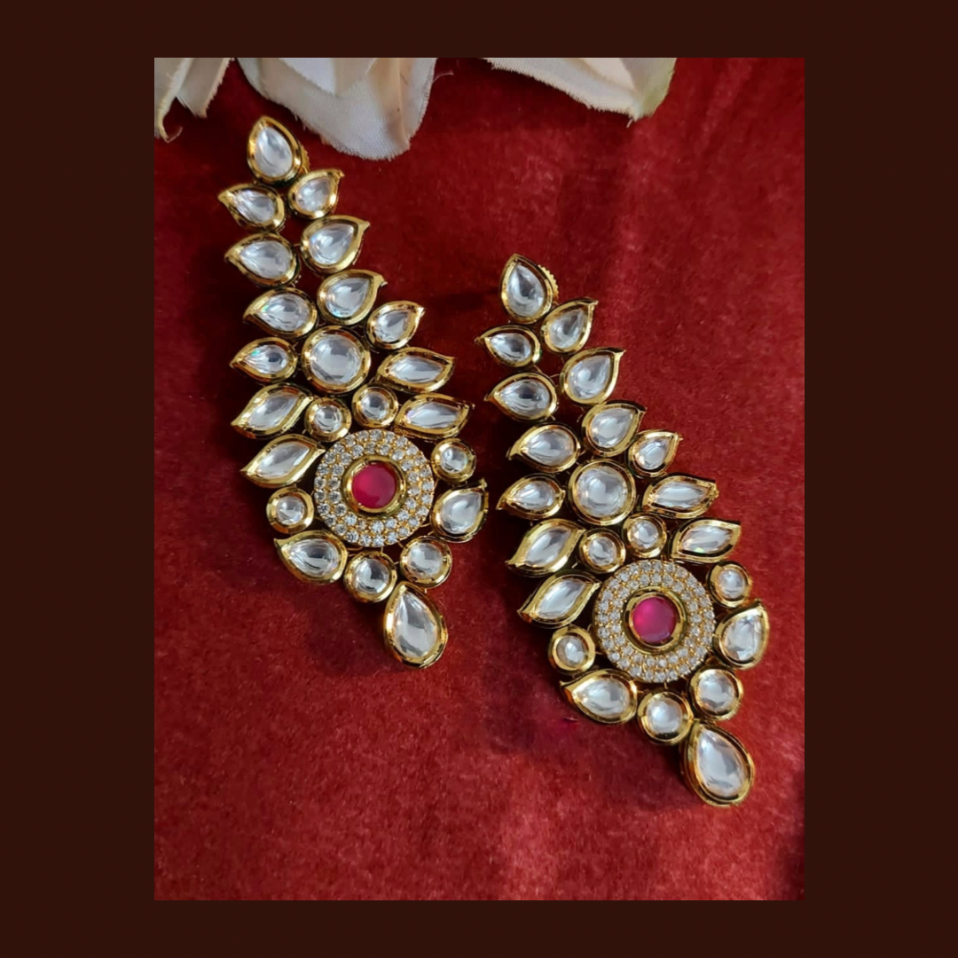 kundan long earring design