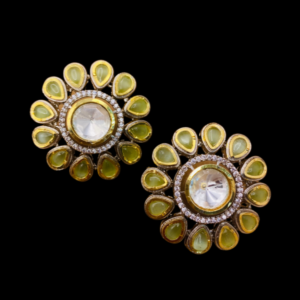 kundan polki flower pastel earring