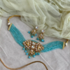 Turquoise Gold tone Kundan Choker Necklace Set