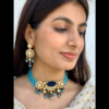 Turquoise Blue Beaded Kundan Choker Set