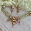 Pastel Pink & Green Beaded Kundan Choker Necklace Set