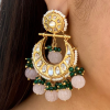 Gold Tone Kundan Chandbali-Pastel Pink