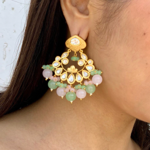 Meenakari kundan chandbali earring