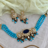 Turquoise Blue Beaded Kundan Choker Set