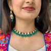 Green Beads Kundan Choker Necklace Set