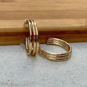 Women's Gold Tone Handcrafted Hoop Earrings