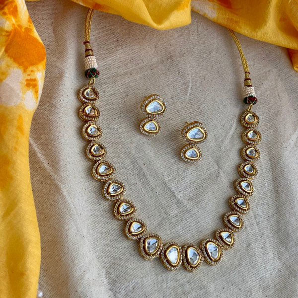 Gold Plated Uncut Kundan Necklace Set
