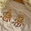 Gold Plated Kundan Chandbali Earring-Pastel Pink