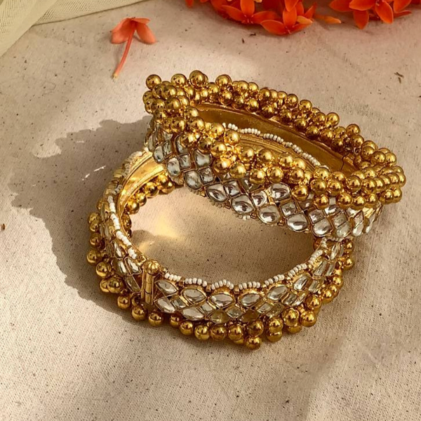 Golden White Kada in Ahmedabadi Kundan