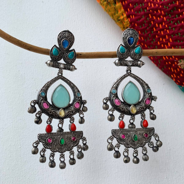 Multicolour Long Oxidised Earring