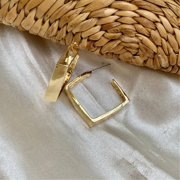 Gold Tone Square Hoop Earrings