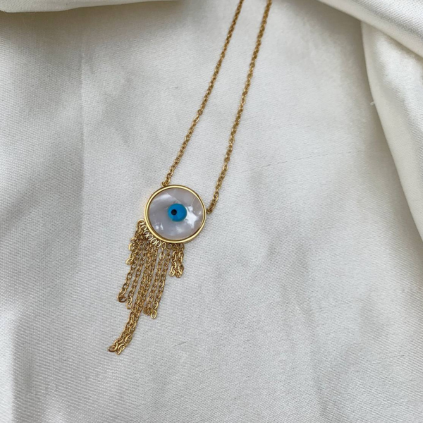 Golden Tassel Evil Eye Necklace