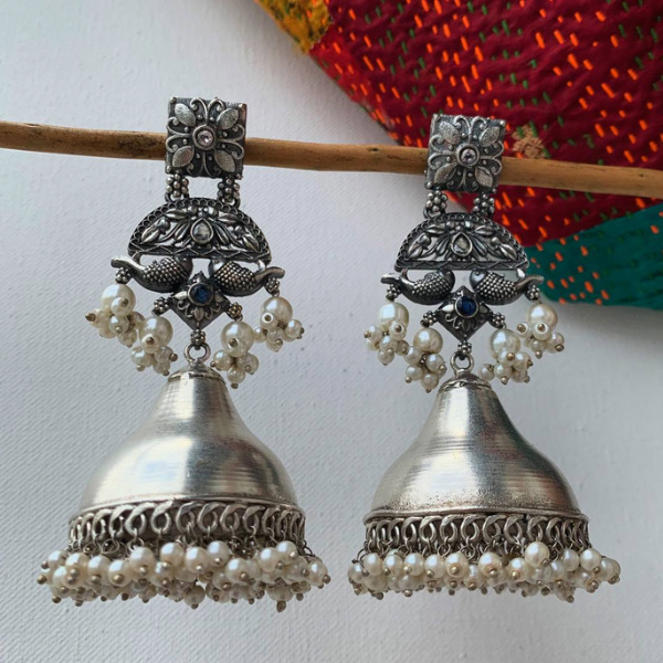 Handmade silver look alike jhumka