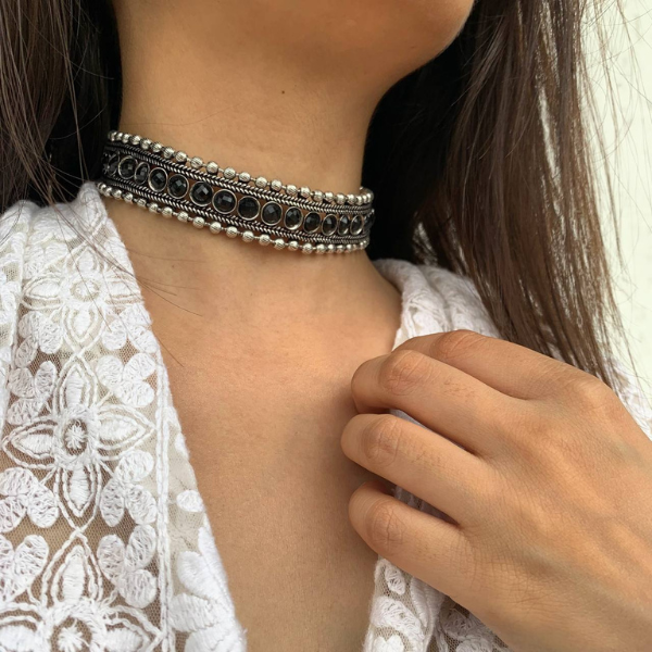 Black Oxidised Choker Set