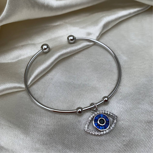 Evil Eye Bracelet- silver polish