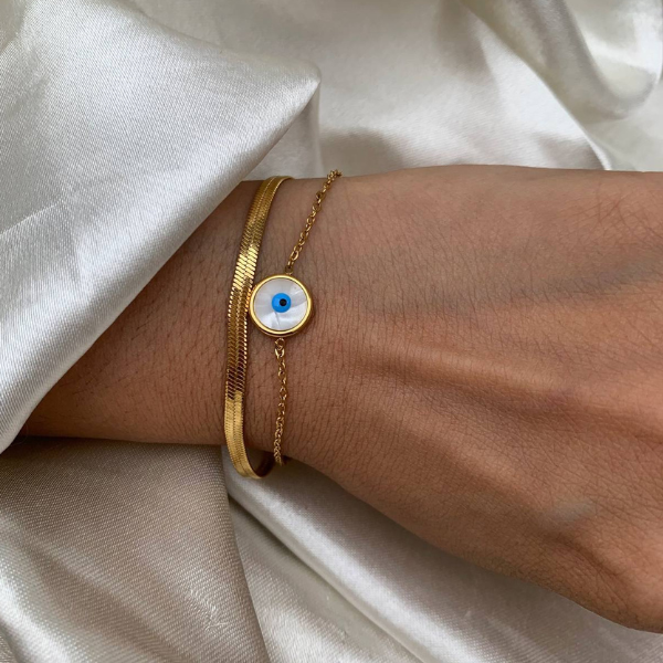 Double Layer Evil Eye Bracelet